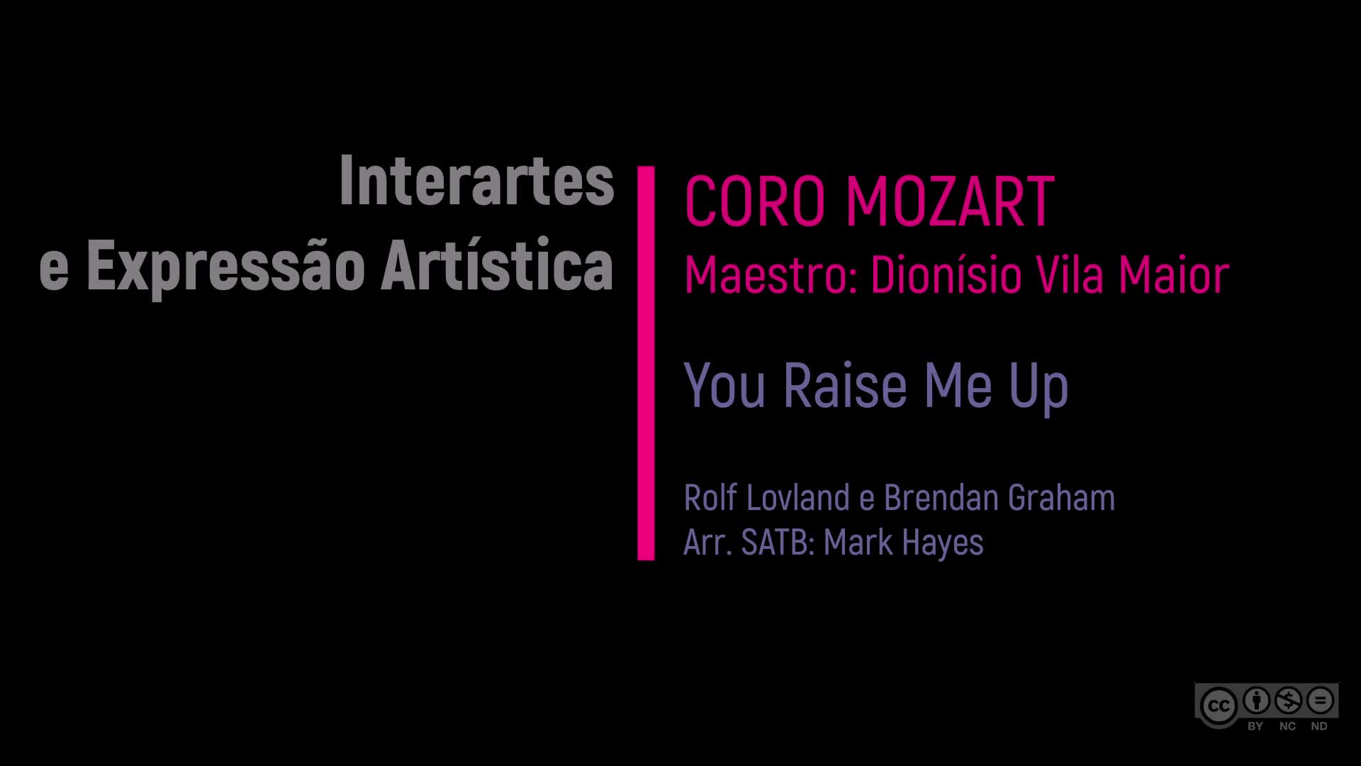  Interartes e expressão artística: coro Mozart & “You Raise Me Up”