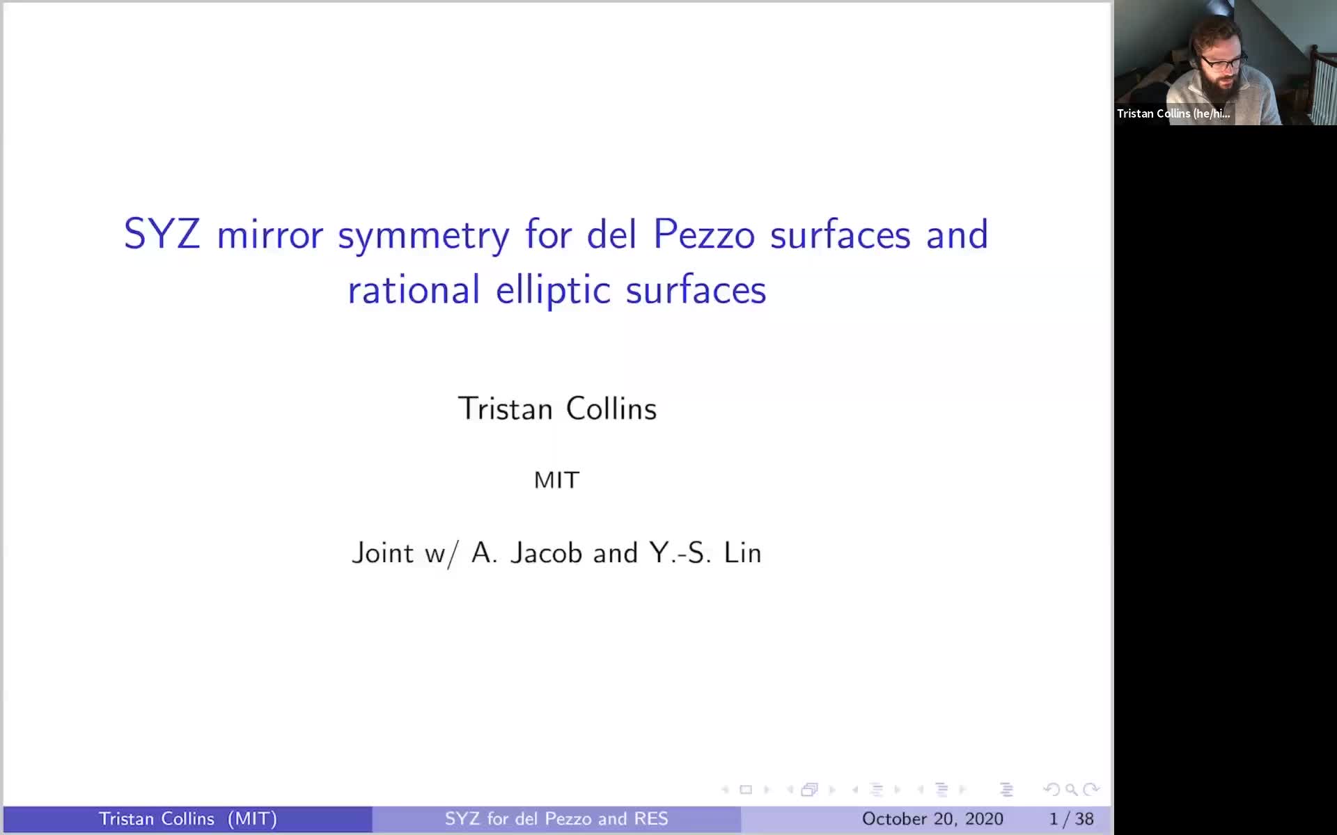 2020.10.20 SYZ mirror symmetry for del Pezzo surfaces and rational elliptic surfaces