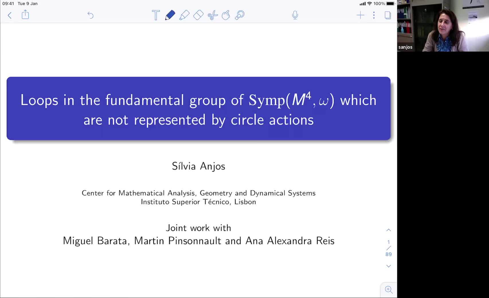 2020.11.17 Loops in the fundamental group of $\mathrm{Symp}(M,\omega)$ which are not represented by circle actions