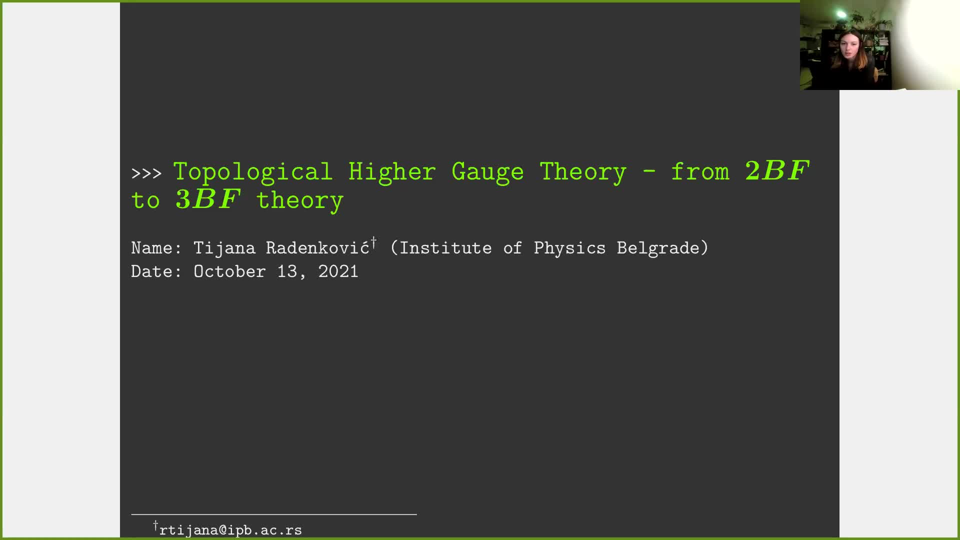  2021.10.13 Topological higher gauge theory — from 2BF to 3BF theory