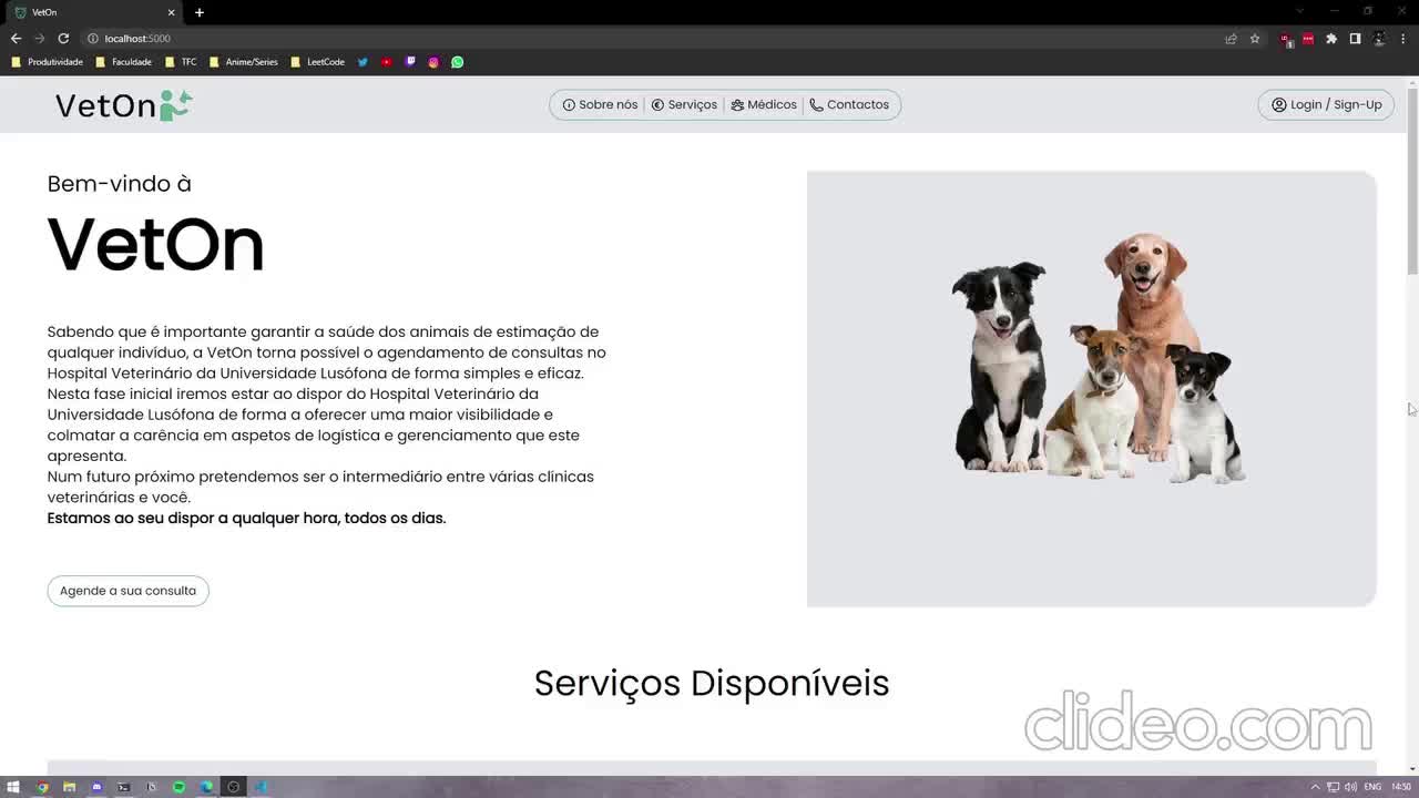 VetOn - Aplicação mobile e web para Hospital Veterinário da Lusófona.
