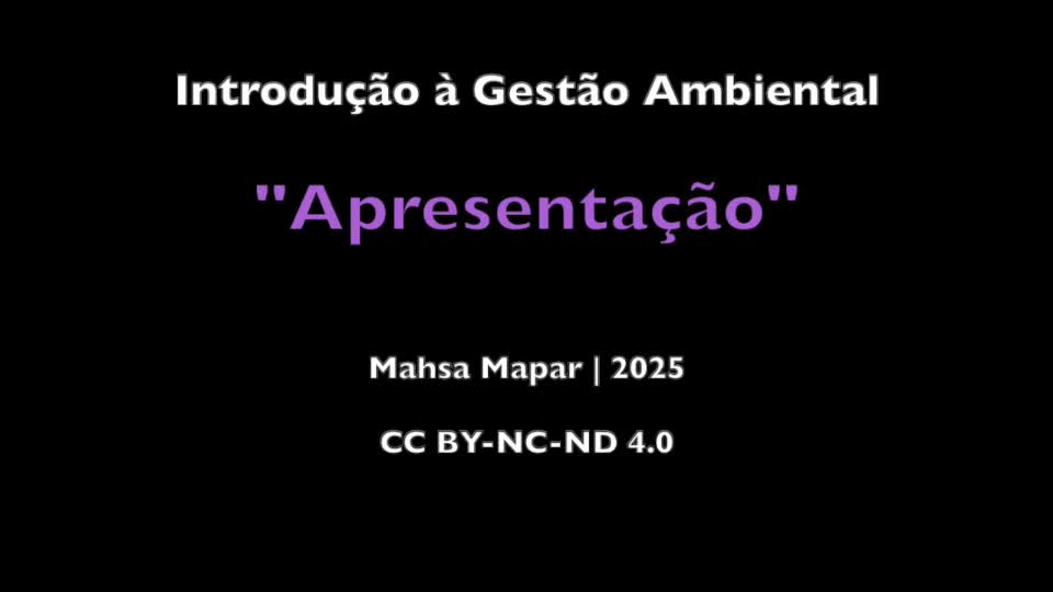  Introdução à Gestão Ambiental. Apresentação