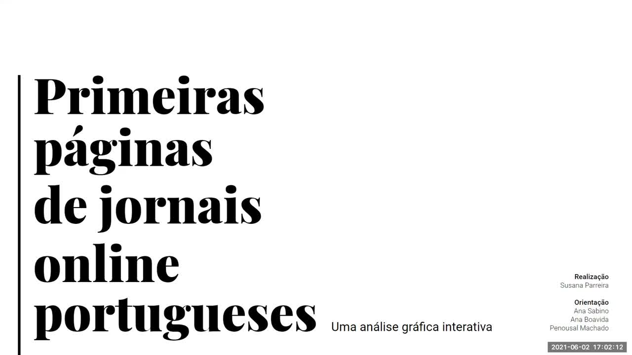  Primeiras páginas de jornais online portugueses.  Apresentação do trabalho