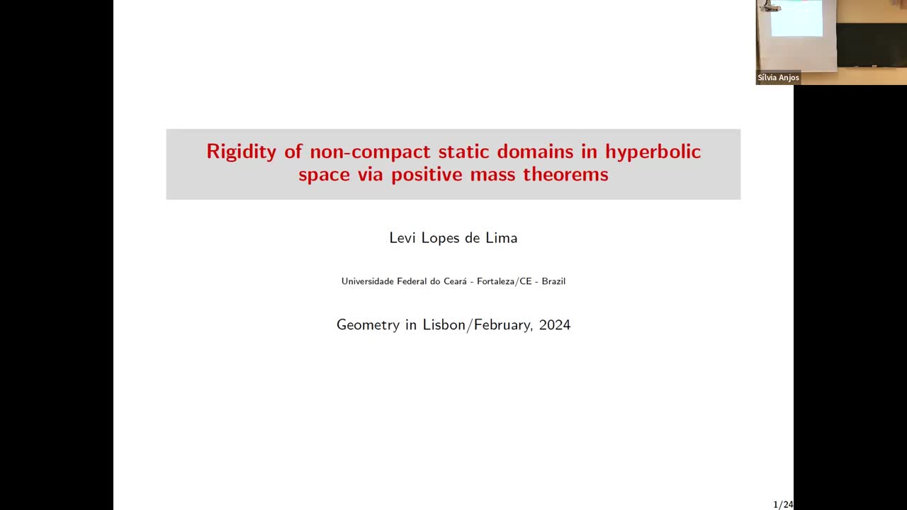  2024.02.06 Rigidity of non-compact static domains in hyperbolic space via positive mass theorems