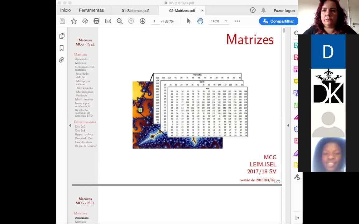  Aula01a- Aplicações das matrizes, Matrizes, Operações com matrizes