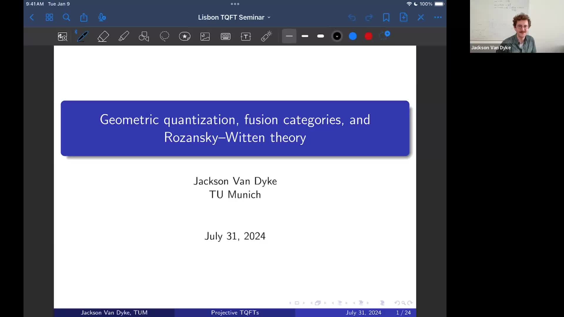  2024.07.31 Geometric quantization, fusion categories, and Rozansky–Witten theory