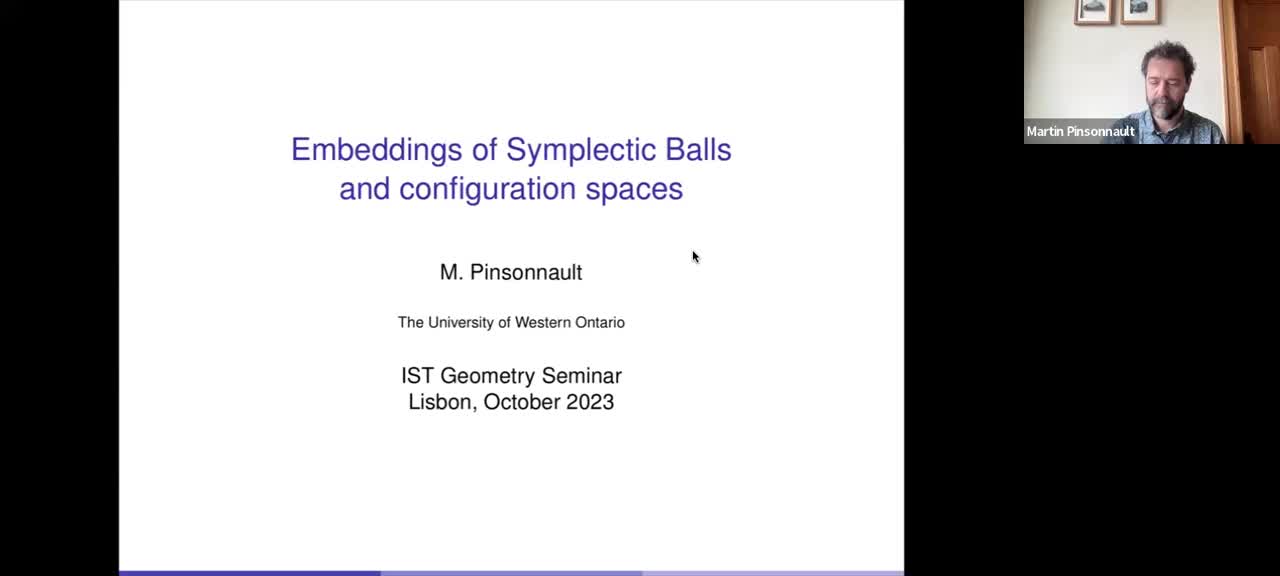  2023.10.17 Embeddings of symplectic balls in  CP^2 and configuration spaces