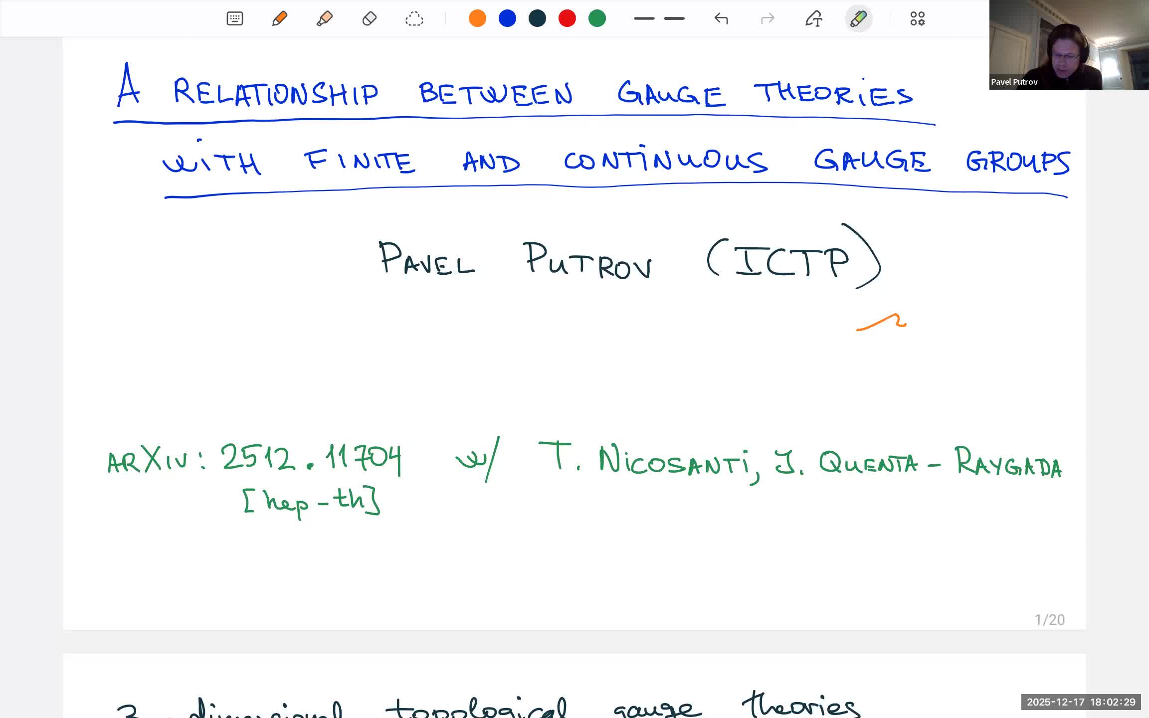  2025.12.17 A relationship between gauge theories with finite and continuous gauge groups.