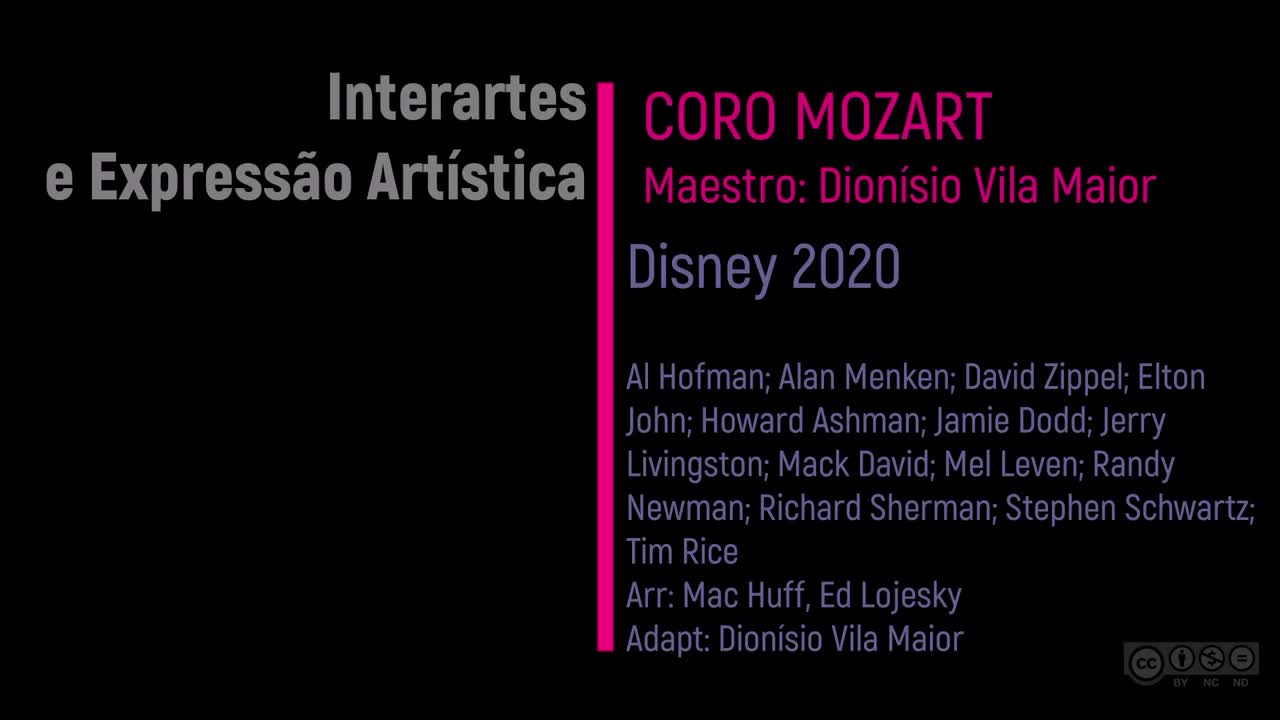  Interartes (cinema, música) e expressão artística: coro Mozart & “Disney 2020”