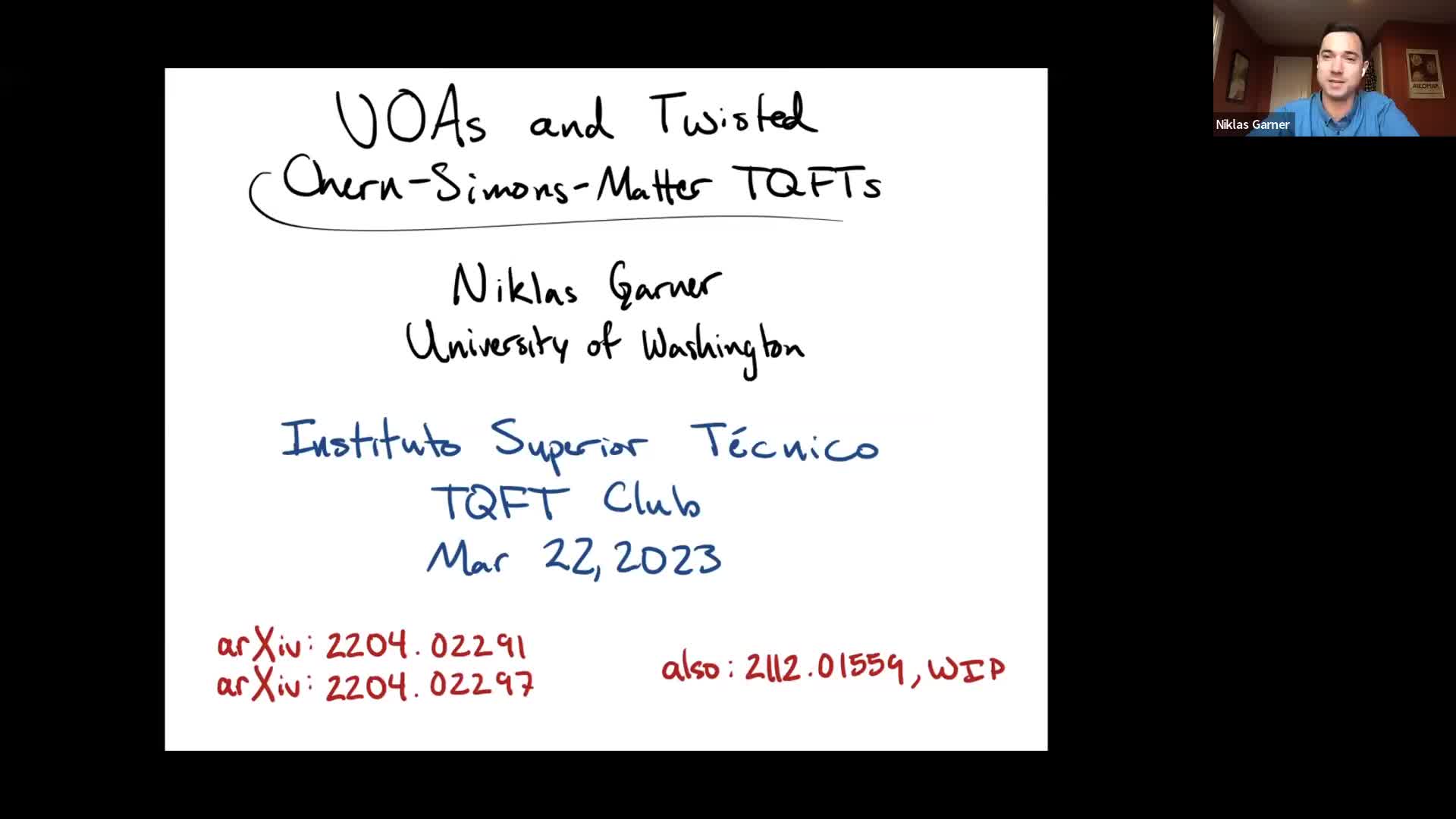  2023.03.22 VOAs and Twisted Chern-Simons-Matter TQFTs