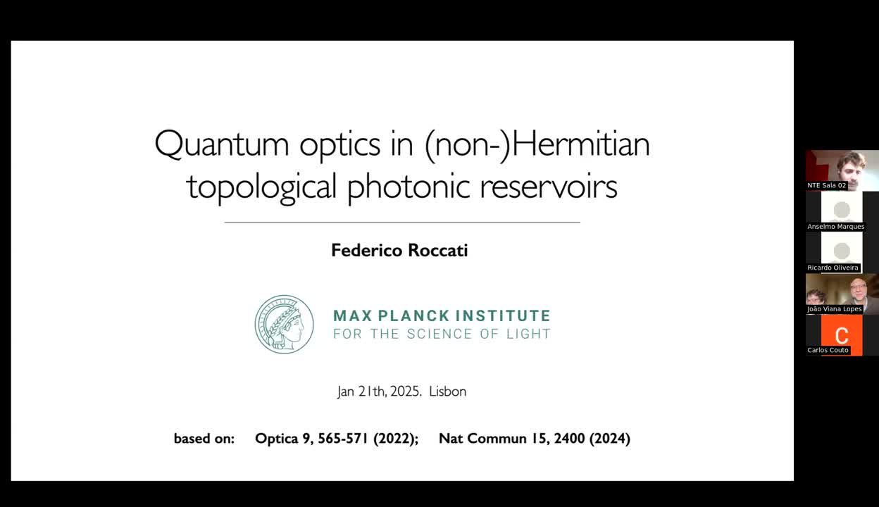  21.01.2025 Quantum optics in (non-)Hermitian topological photonic reservoirs