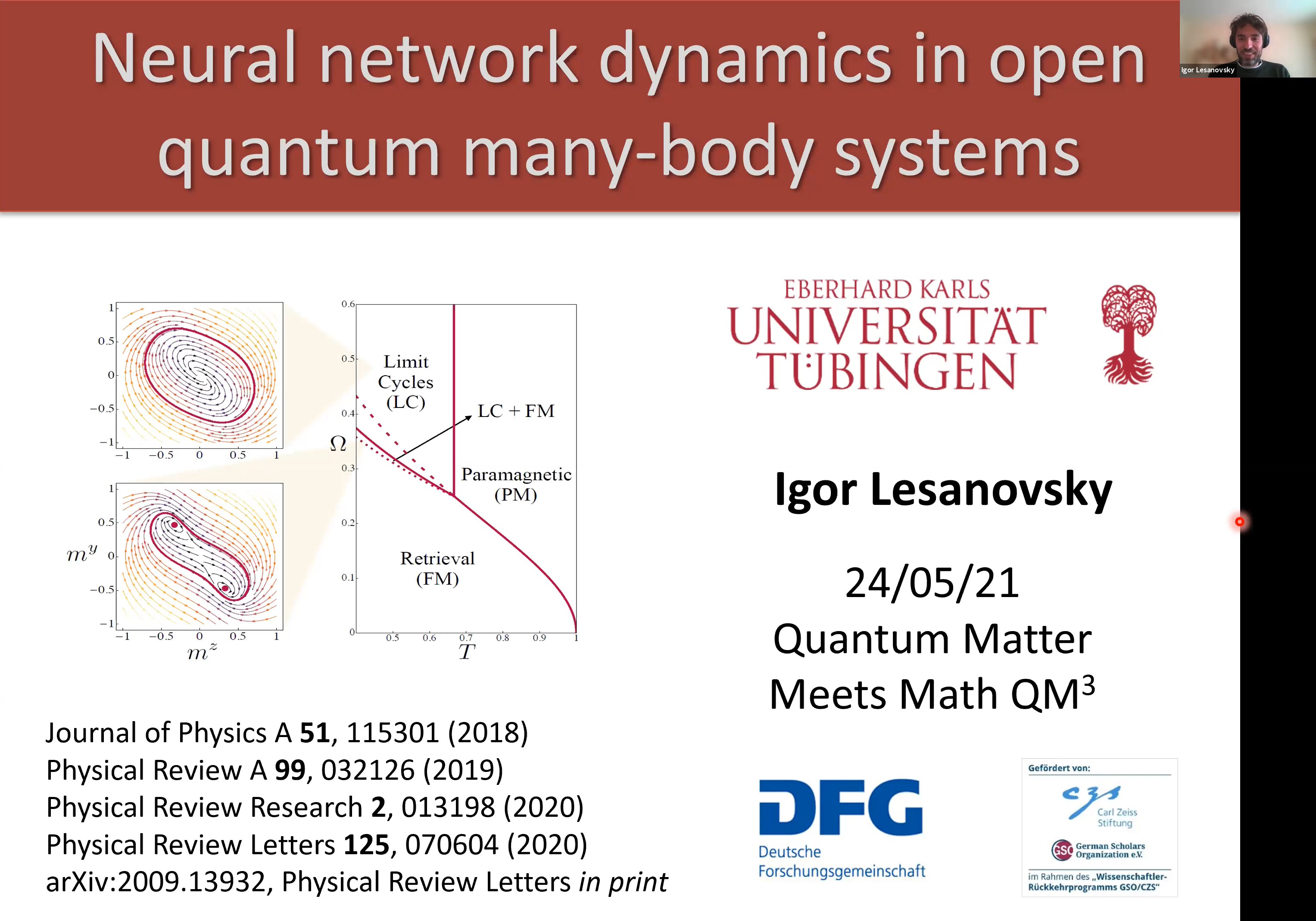 2021.05.24 Neural network dynamics in open quantum many-body systems