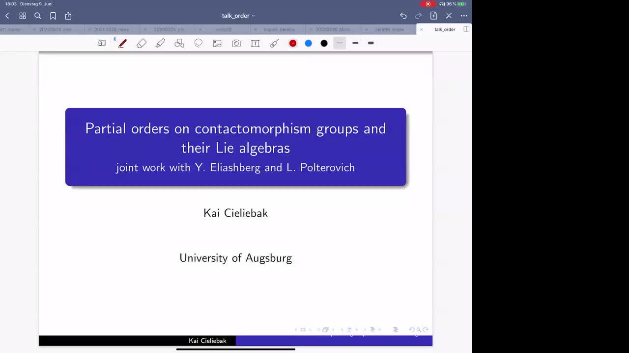 2020.06.09 Partial orders on contactomorphism groups and their Lie algebras