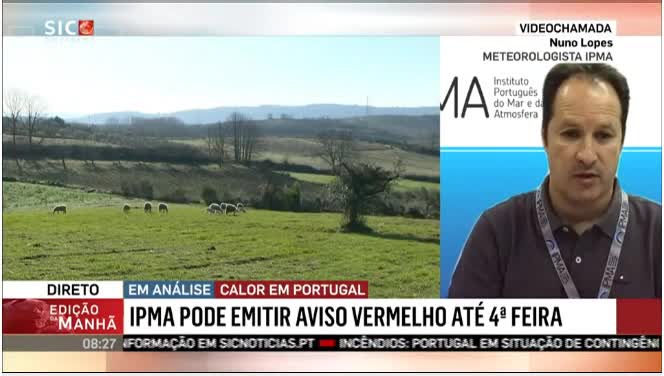  Calor em Portugal, Situação Meteorológica atual, SIC Notícias IPMA 11-07-2022.