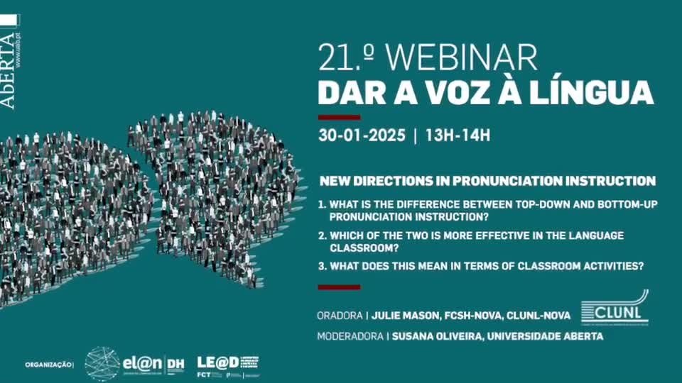  21.° Webinar "Dar a Voz à Língua": new directions in pronunciation instruction