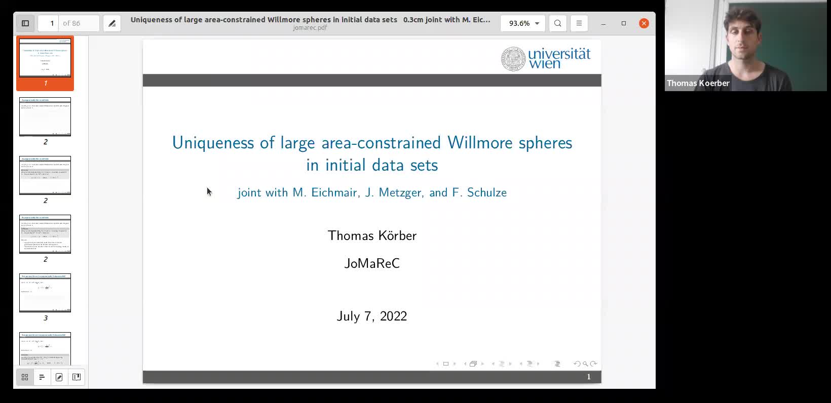  2022.07.07 Uniqueness of large area-constrained Willmore spheres in initial data sets
