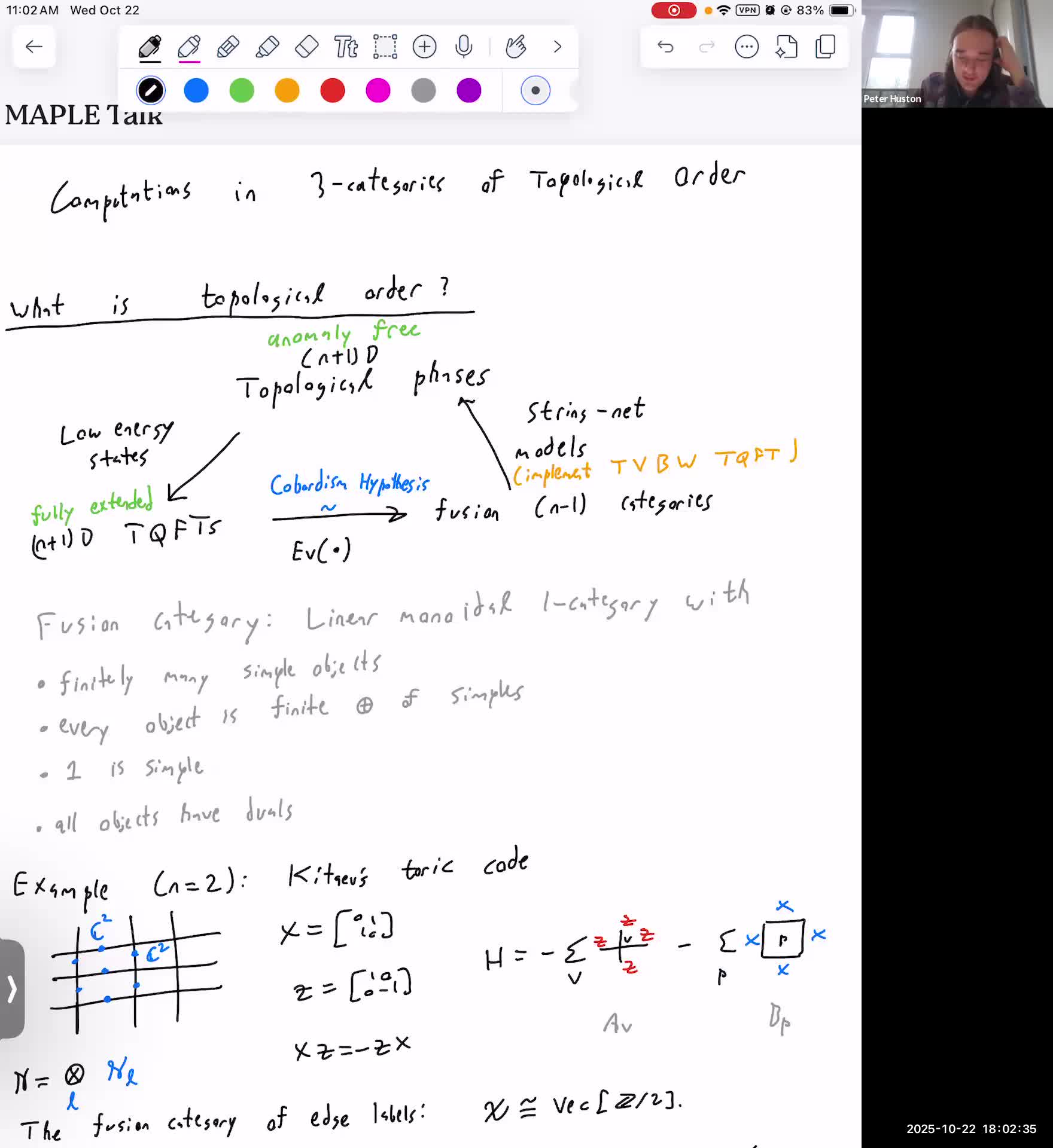  2025.10.22 Algebraic techniques in 3-cateories of (2+1)D topological defects