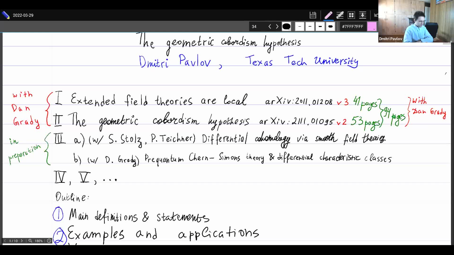  2022.03.30 The geometric cobordism hypothesis