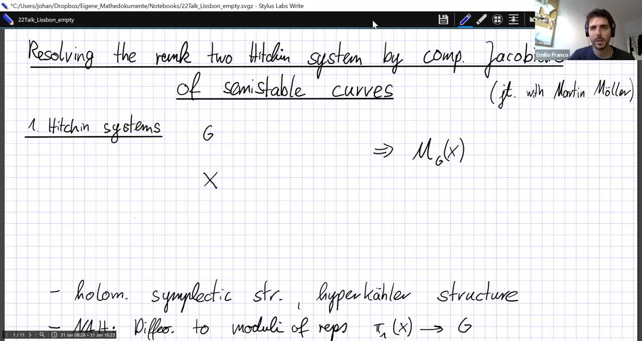  2022.02.01 Resolving the rank 2 Hitchin system by compactified Jacobians of semi-stable curves