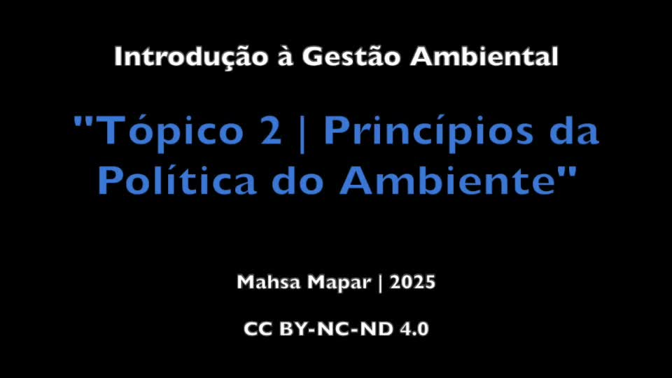  Introdução à Gestão Ambiental. Tópico 2