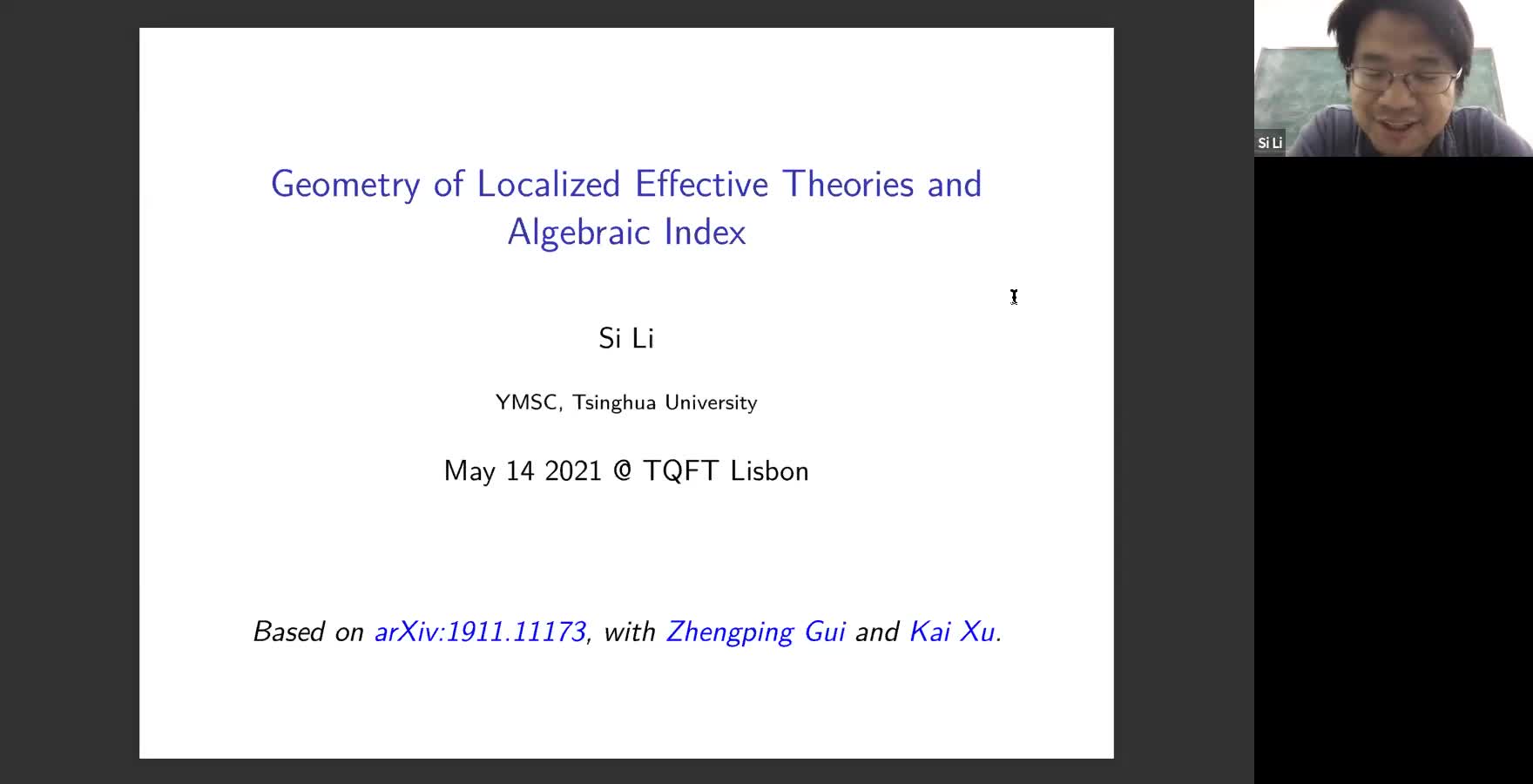  2021.05.14 Geometry of Localized Effective Theories and Algebraic Index