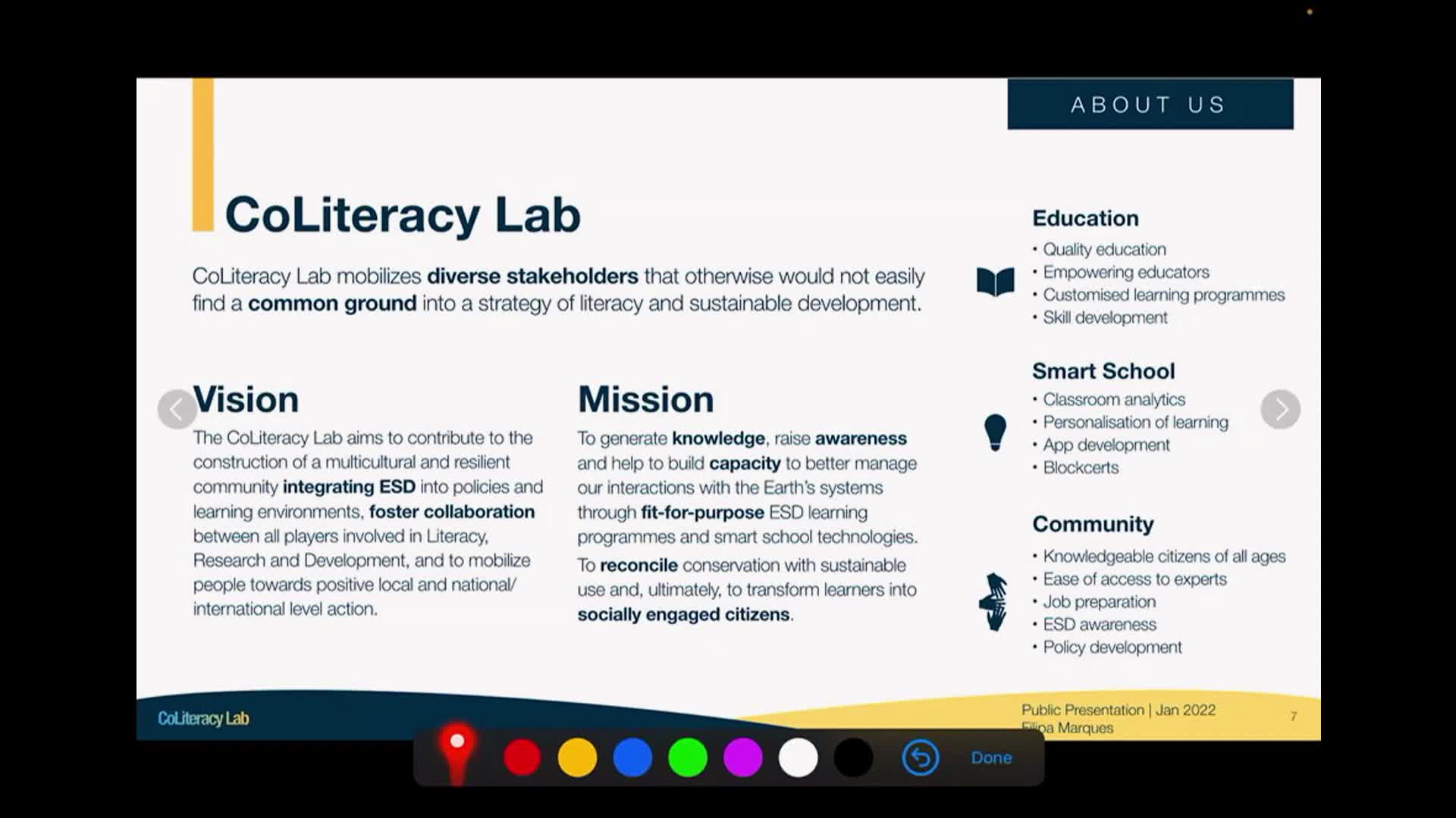  Apresentação: CoLiteracy Lab - Laboratório Colaborativo para a Criação de Modelos de Educação para o Desenvolvimento Sustentável, Literacia e Cidadania Global
