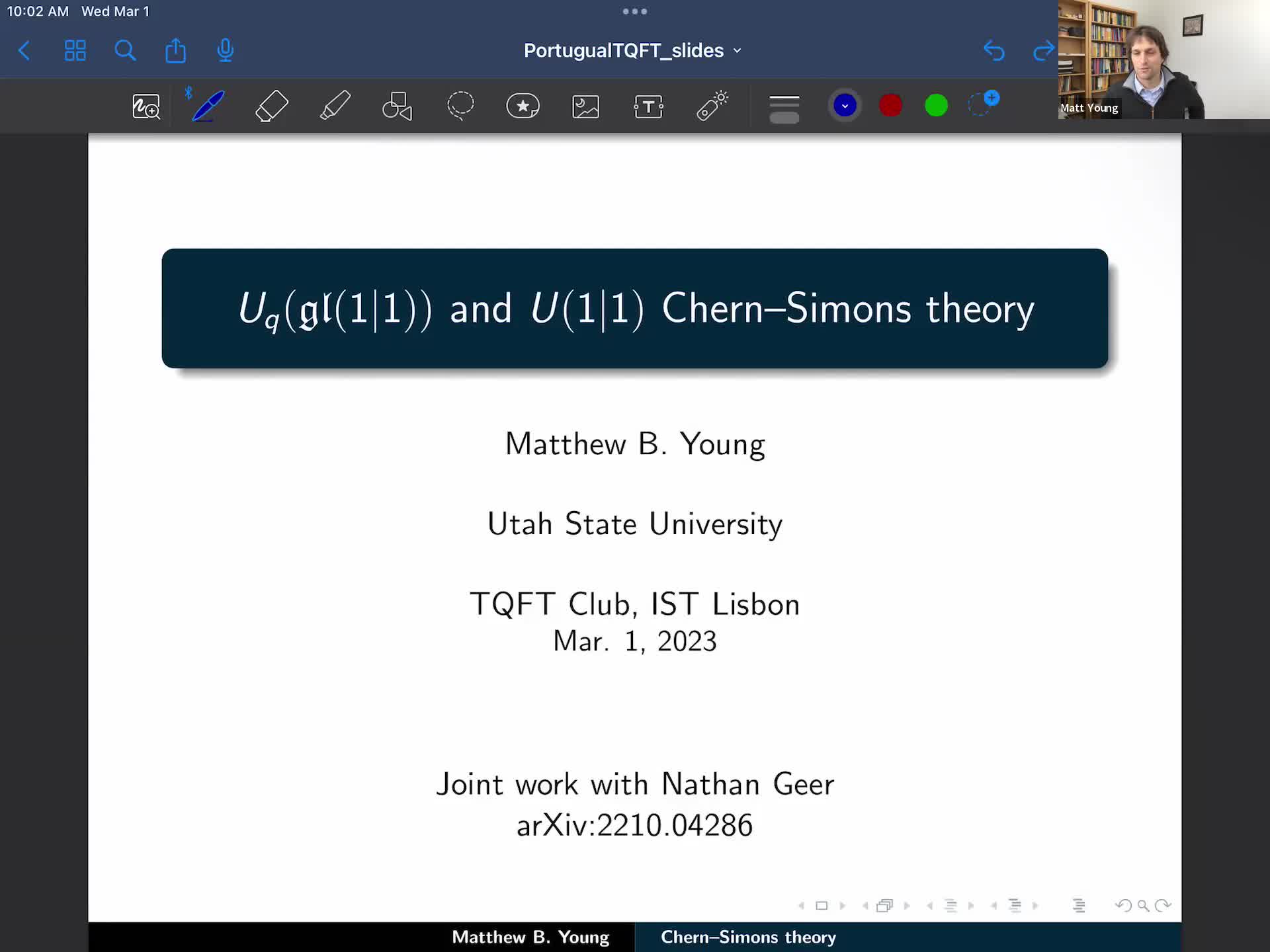  2023.03.01  U_q(gl(1|1)) and U(1|1) Chern-Simons theory