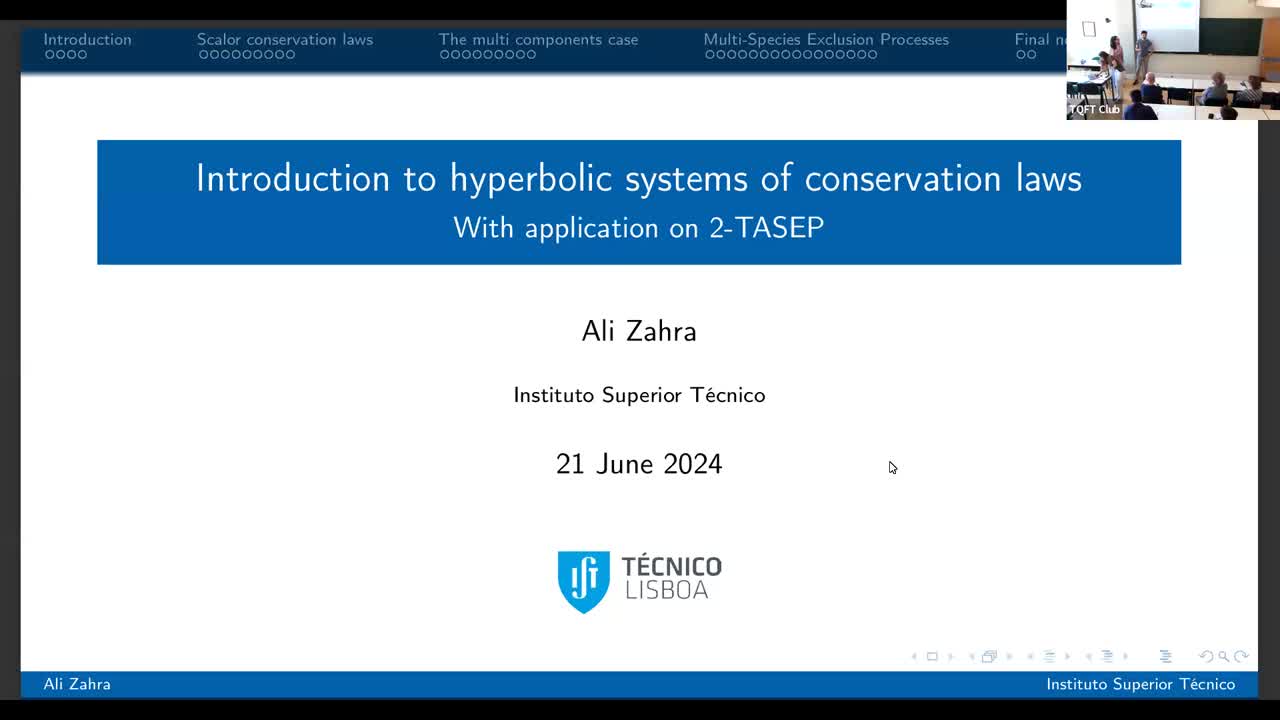 Introduction to hyperbolic systems of conservation laws - Ali Zahra