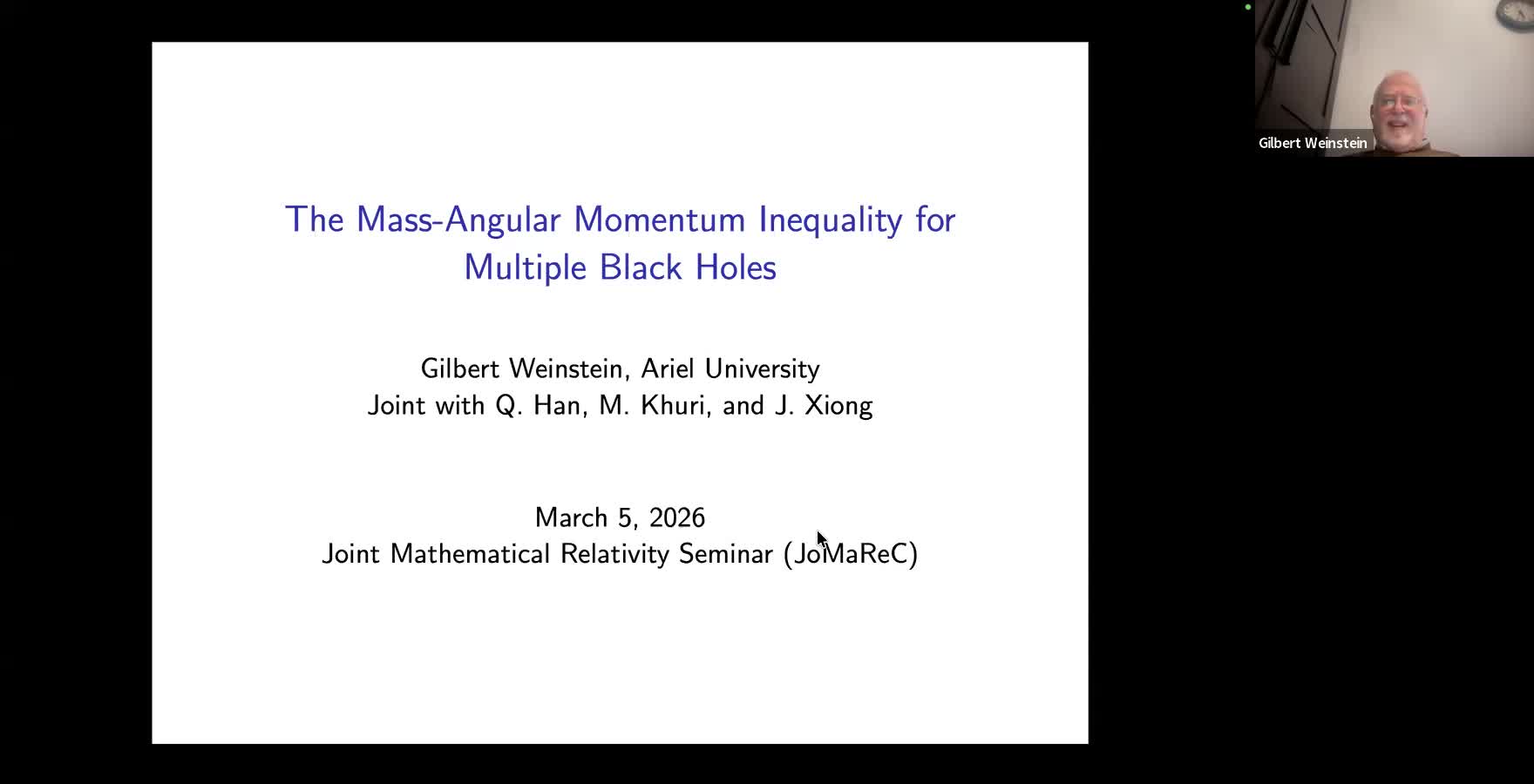  2026.03.05  The mass angular momentum inequality. Gilbert Weinstein