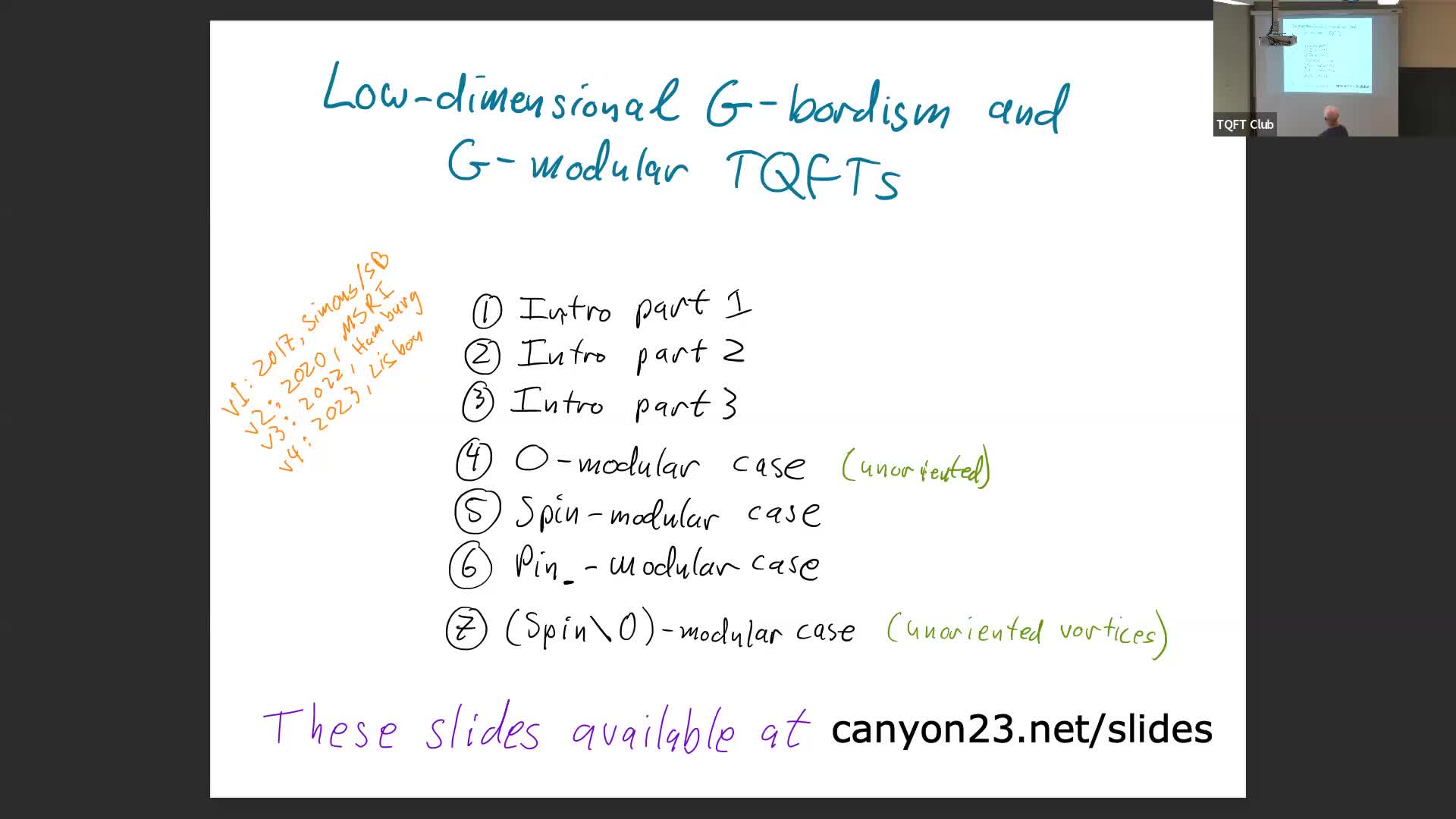  2023.09.13 Low-dimensional H-bordism and H-modular TQFTs