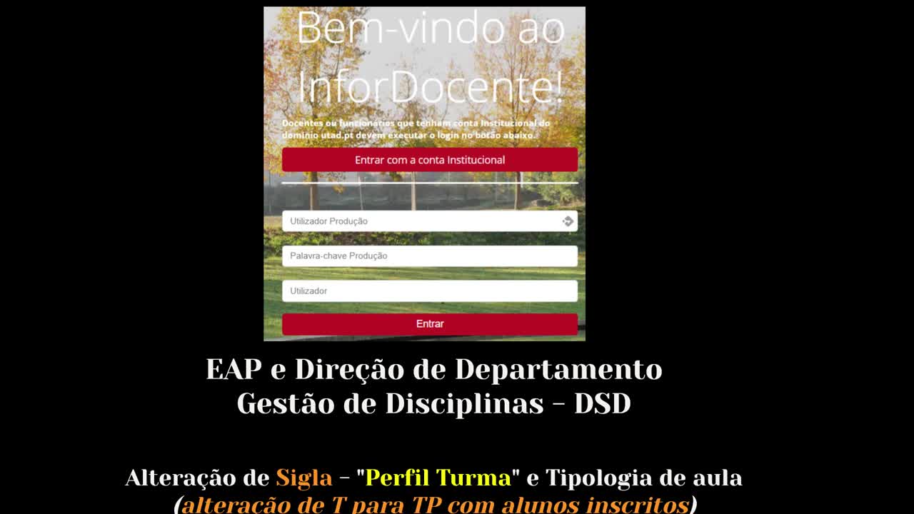 Alterar Sigla, Perfil, Turma, Tipologia, Aula (Gestores)