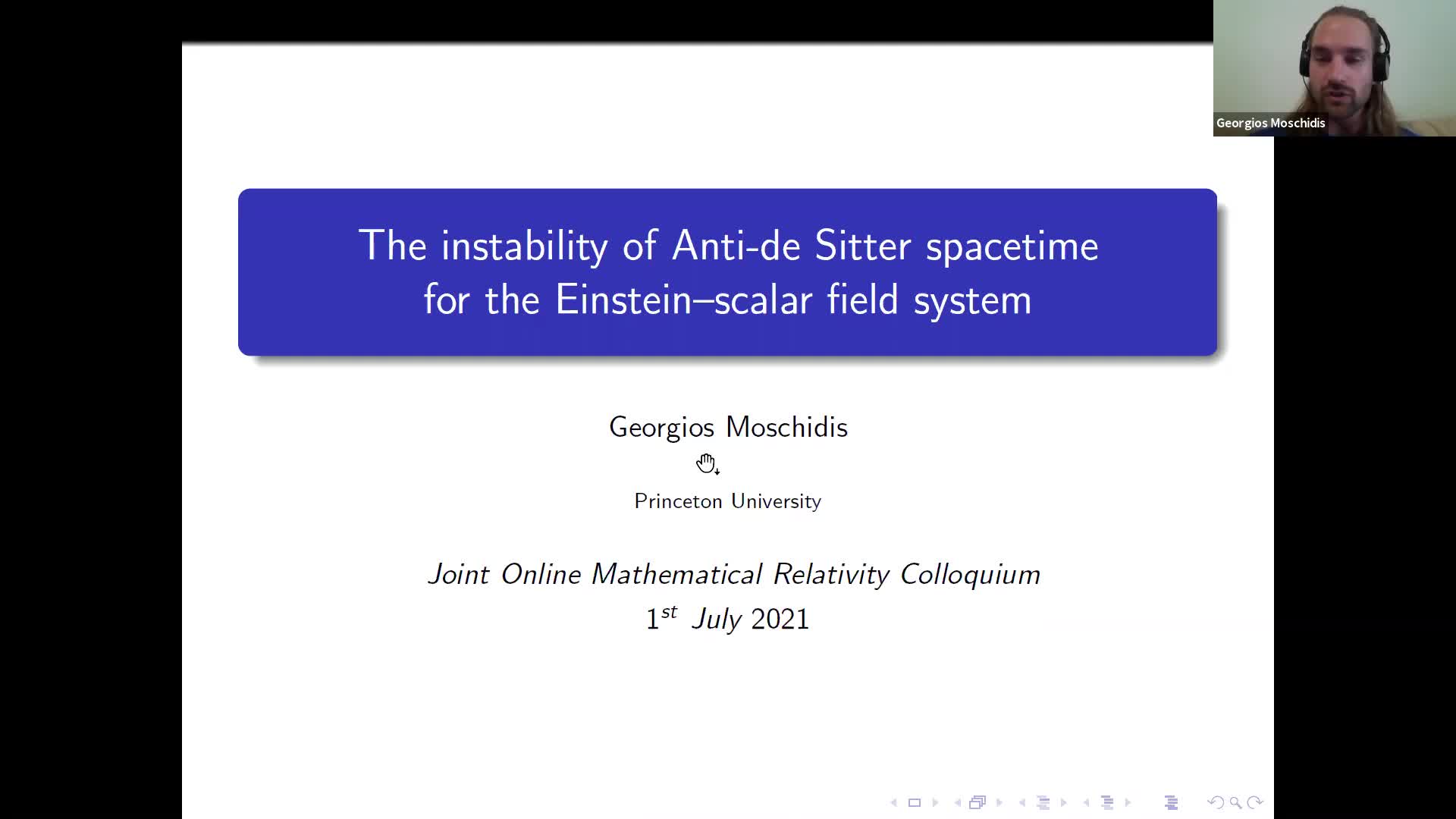  2021.07.01 The instability of Anti-de Sitter spacetime for the Einstein-scalar field system