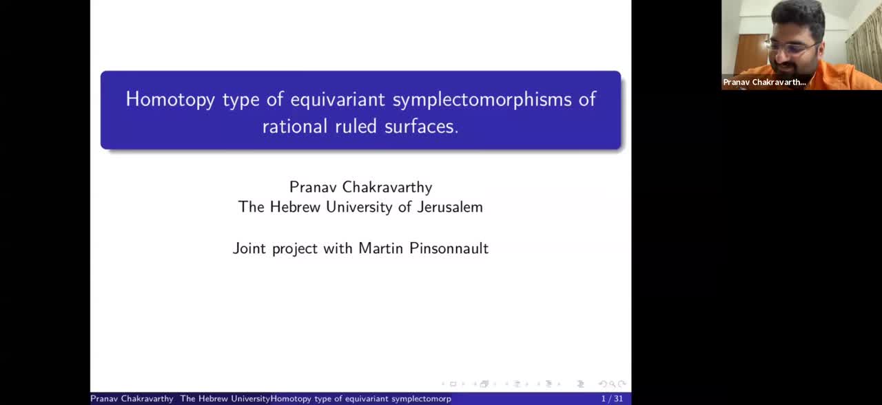  2021.11.02 Homotopy type of equivariant symplectomorphisms of rational ruled surfaces