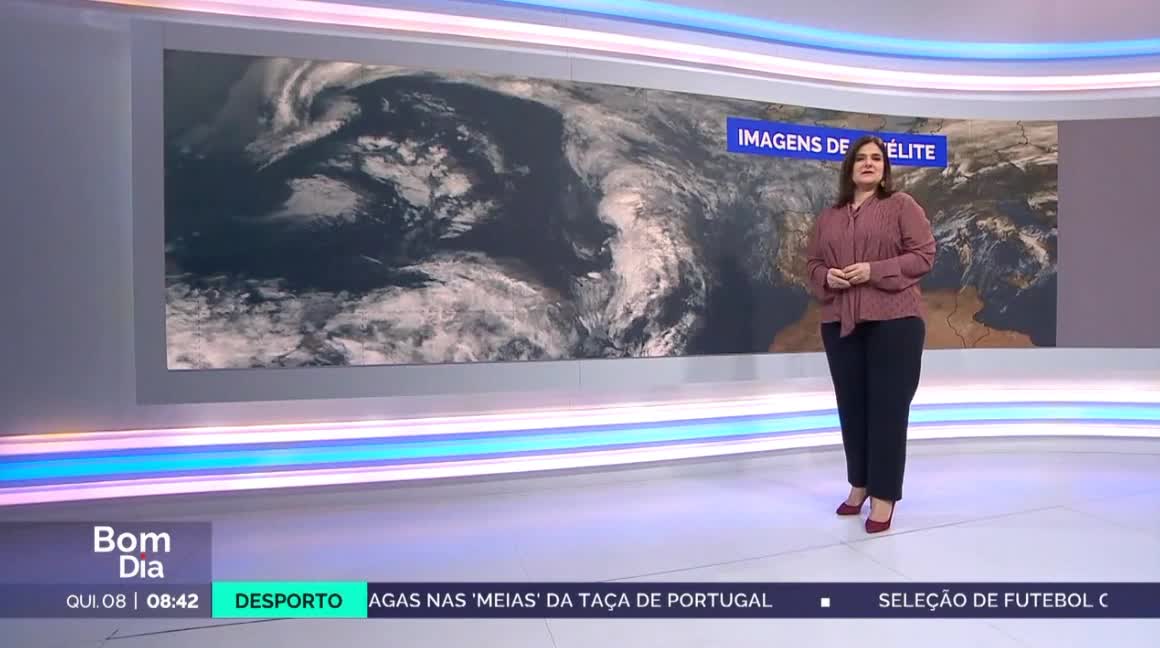  Previsão do estado do tempo, RTP1, 08-02-2024, IPMA. RTP, IPMA.