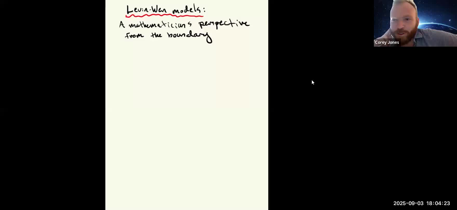  2025.09.03 Levin–Wen models: a mathematician's perspective from the boundary