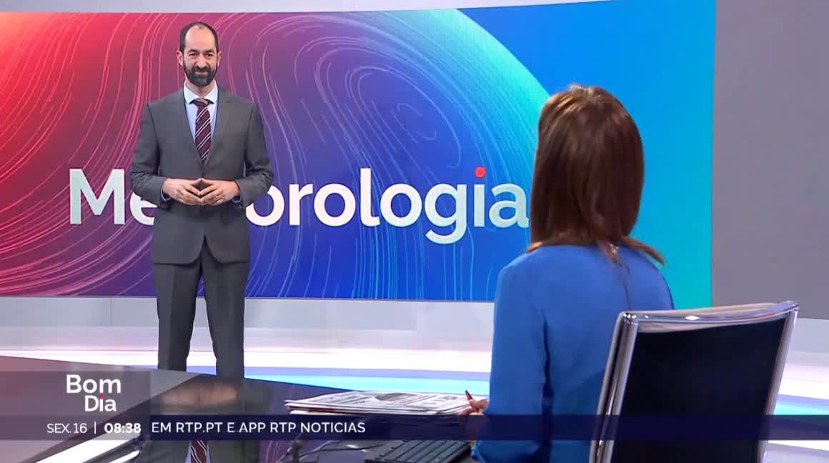  Previsão do estado do tempo, RTP1, 16-02-2024, IPMA. RTP, IPMA.