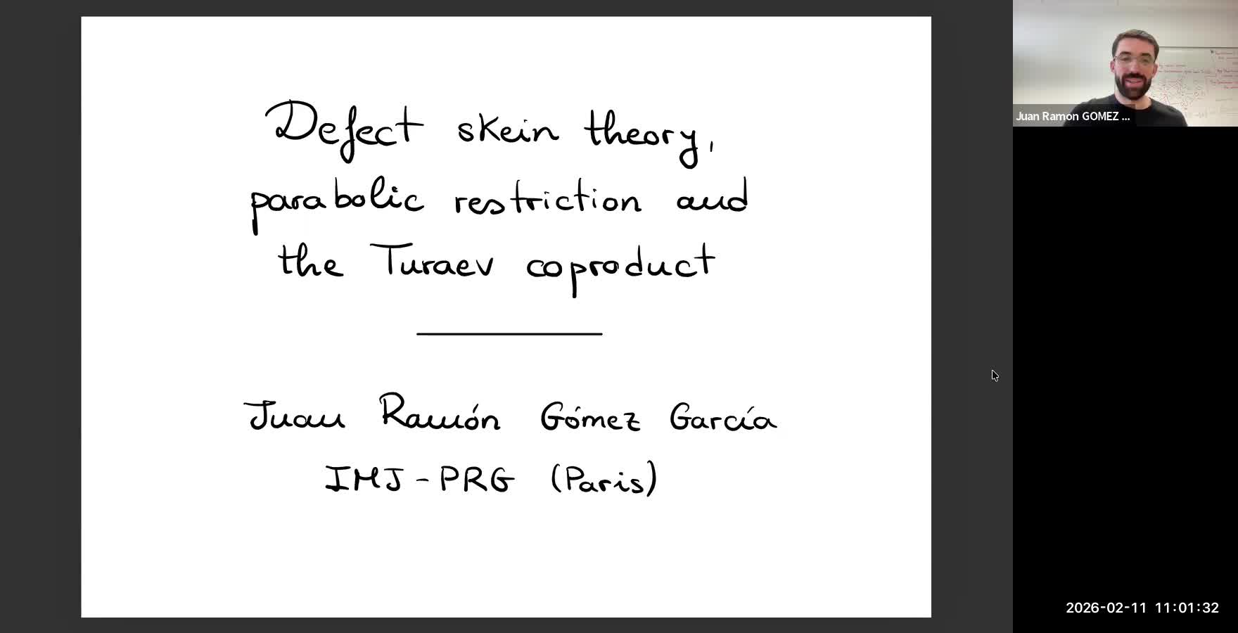  2026.02.11 Defect skein theory, parabolic restriction and the Turaev coproduct