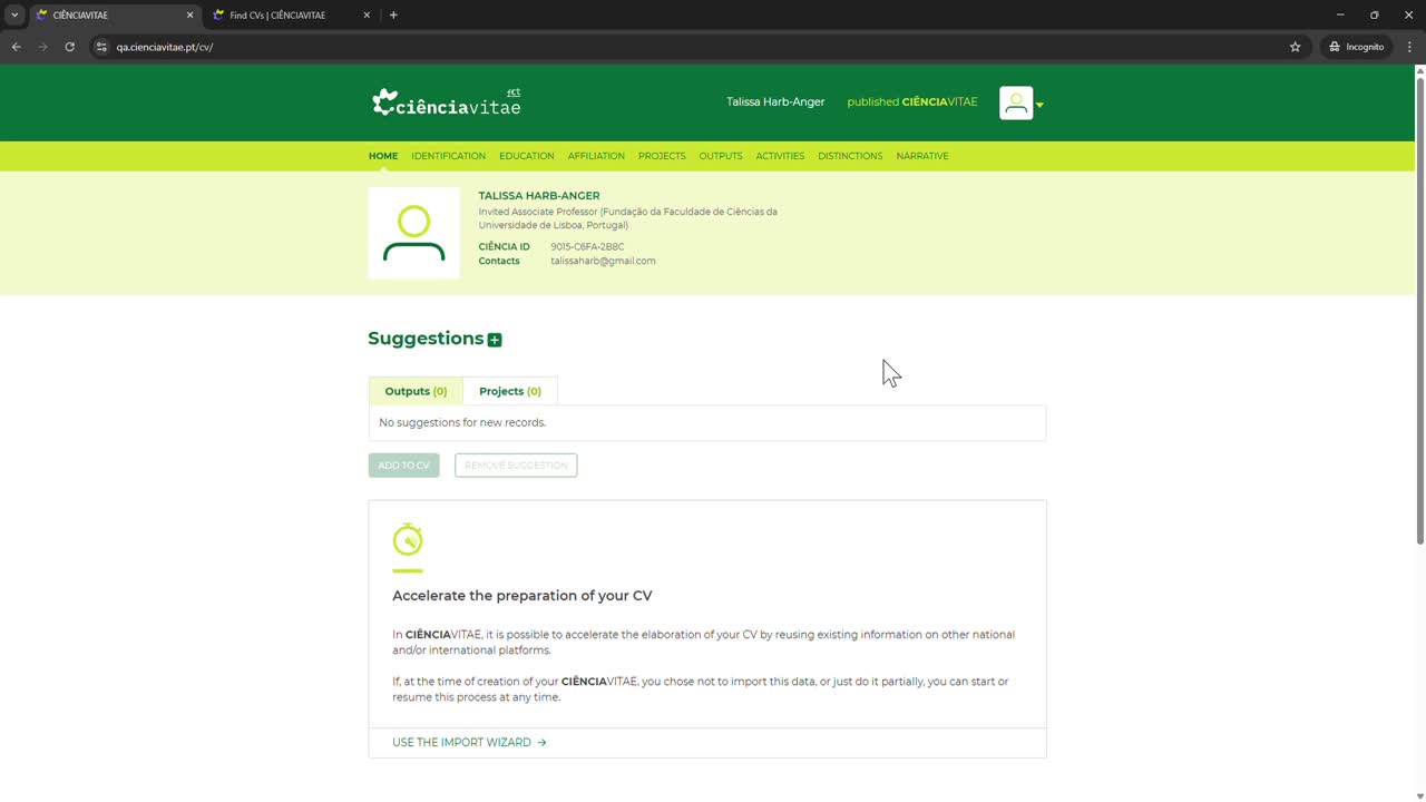  How to create and customize Narrative CV versions on CIÊNCIAVITAE 