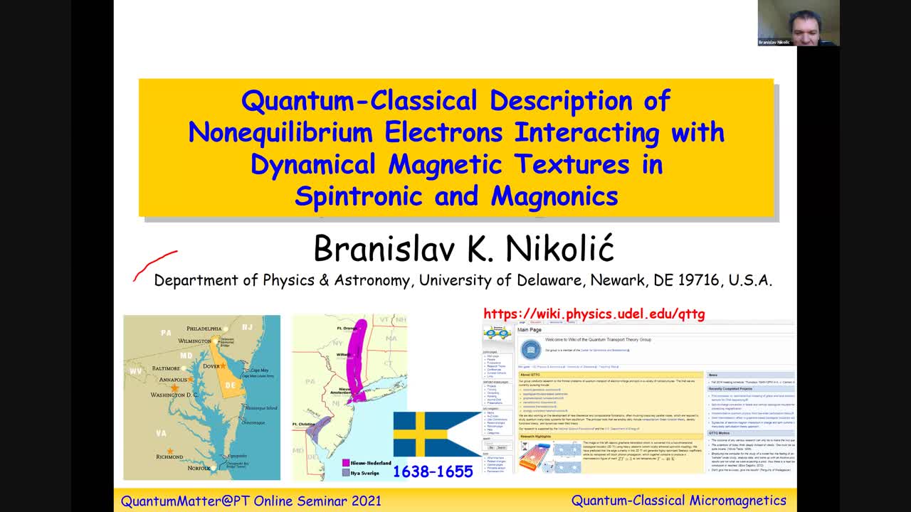  2021.01.07 Quantum-Classical Description of Nonequilibrium Electrons Interacting with Dynamical Magnetic Textures in Spintronics and Magnonics