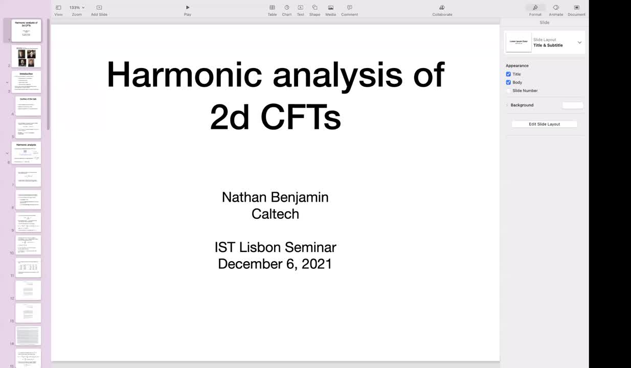06.12.2021: Harmonic analysis of  2d  CFT partition functions