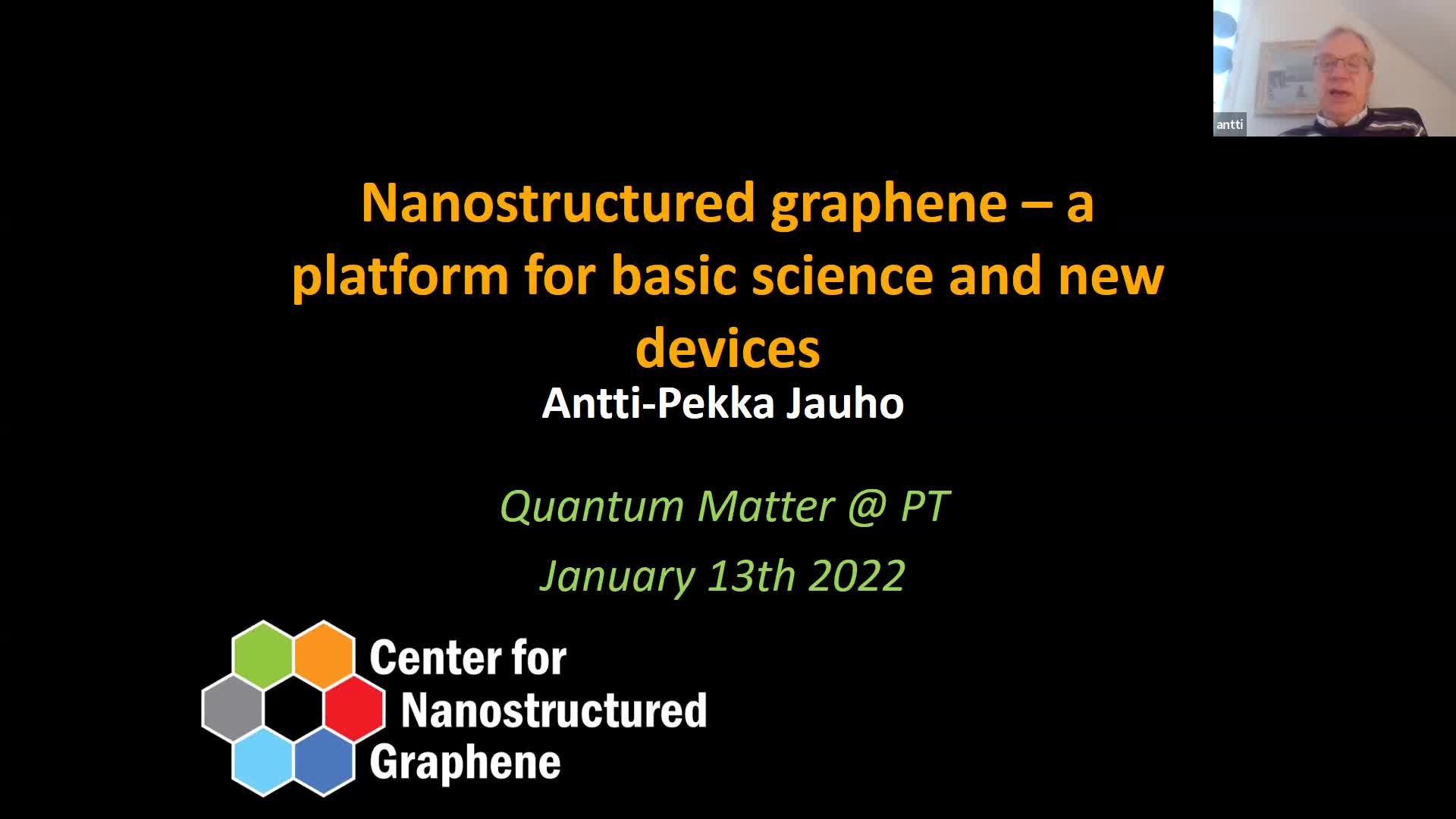  2022.01.13 Nanostructured graphene - a platform for basic science and new devices