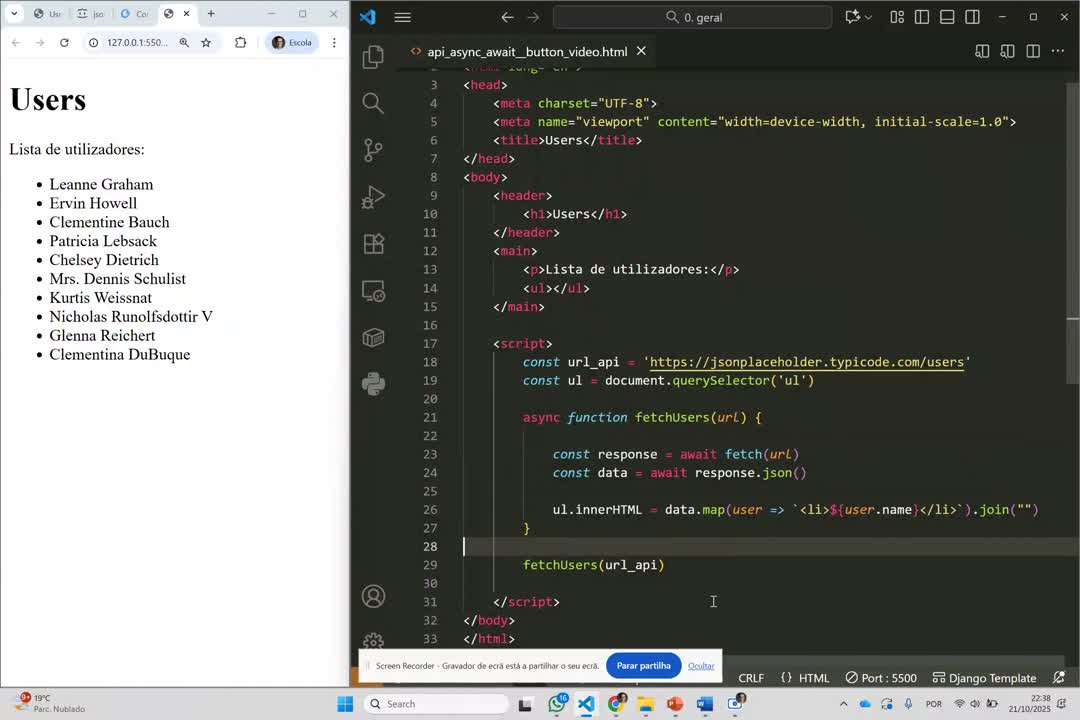  JS: API botão para listar dados