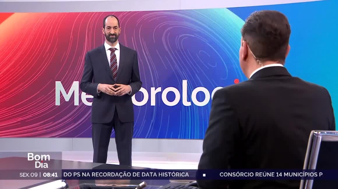  Previsão do estado do tempo, RTP1, 09-02-2024, IPMA. RTP, IPMA.