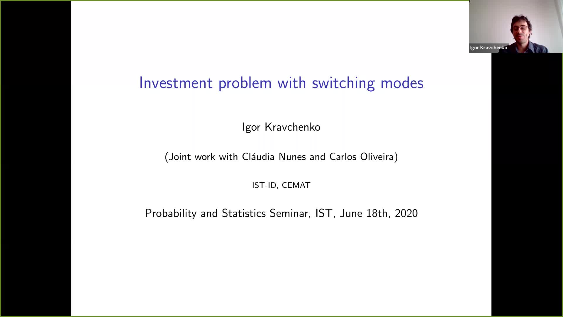 2020.06.18 Investment problem with switching modes