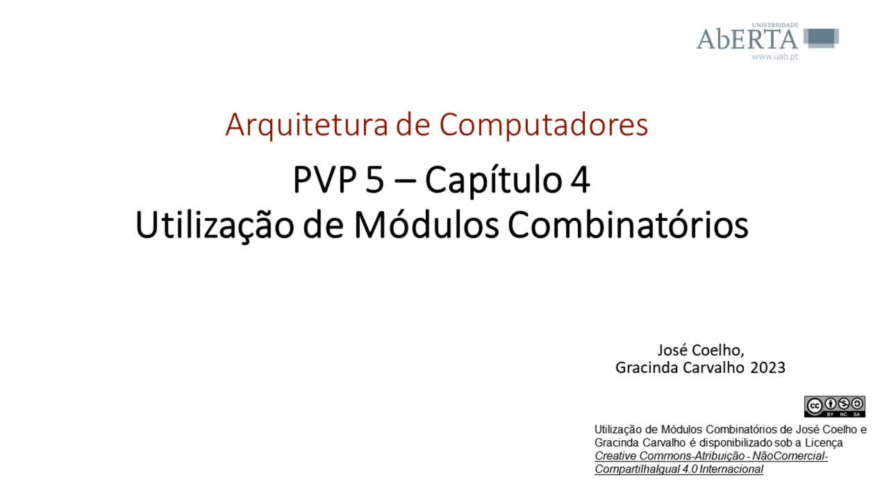  Arquitetura de Computadores. Capítulo 4 - Utilização de módulos combinatórios