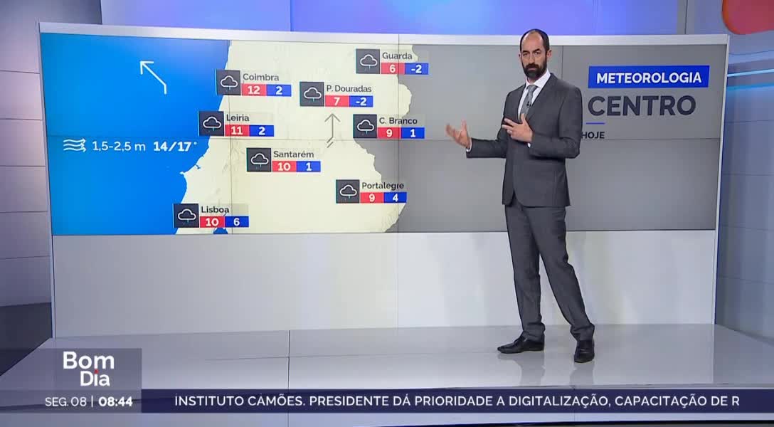  Previsão do estado do tempo, RTP1, 08-01-2024, IPMA.