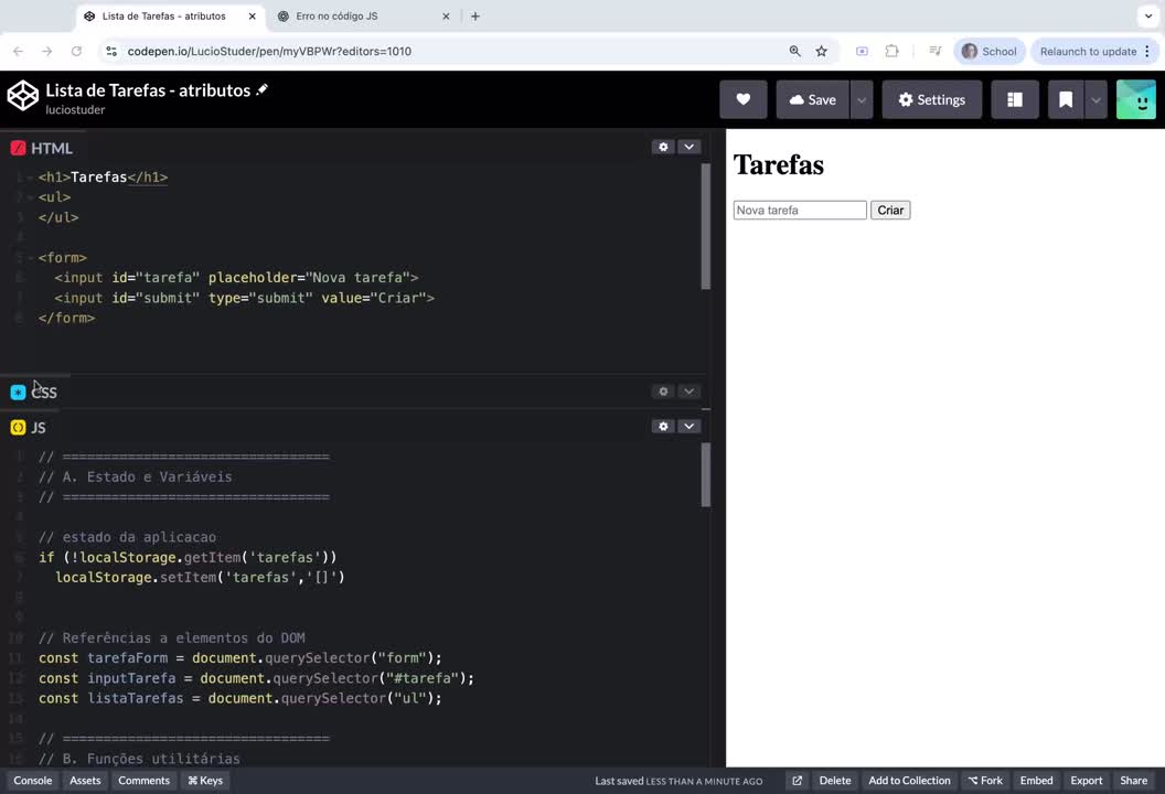 JS: lista de tarefas - 4. formulario com tarefa, prioridade e data