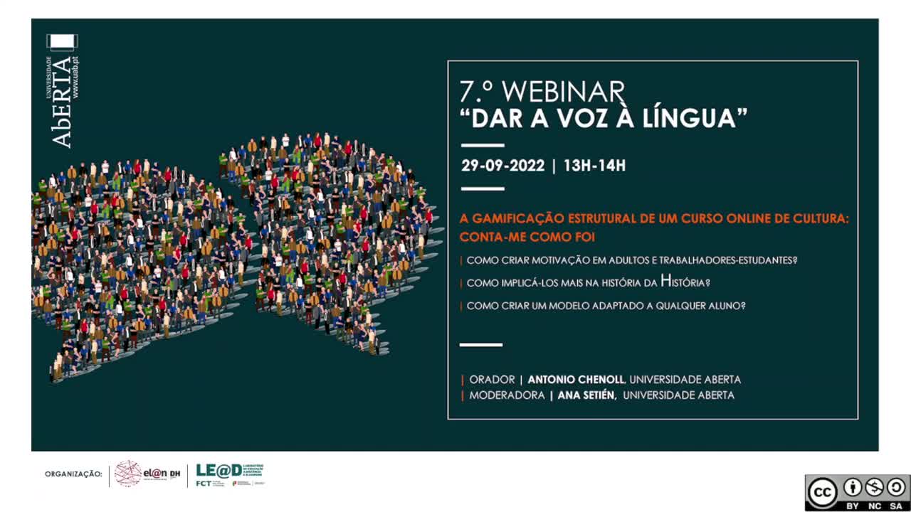  7.º Webinar “Dar Voz à Língua”: la gamificación estructural de un curso online de cultura: cuéntame cómo pasó