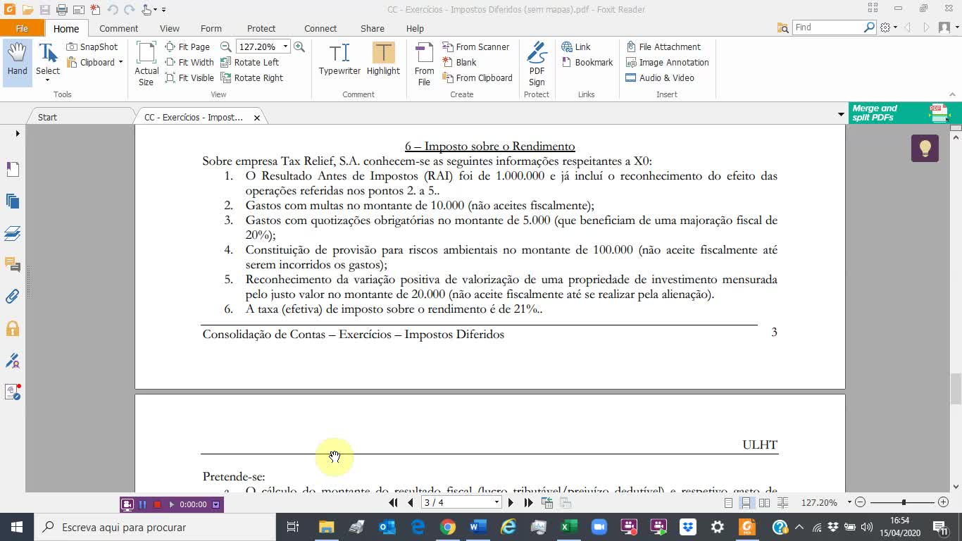 Resolução Exercício 6 (Impostos Diferidos)