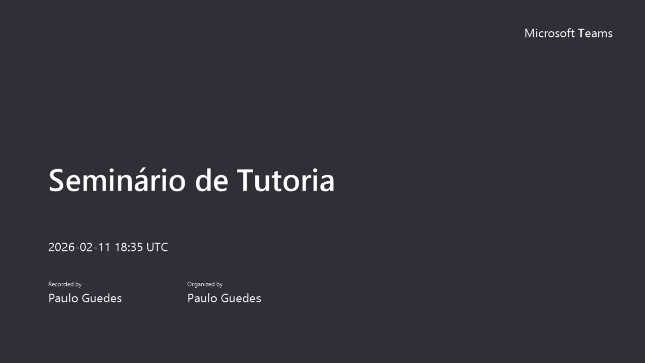  Seminário de Tutoria 2025/26 - Apresentação da disciplina